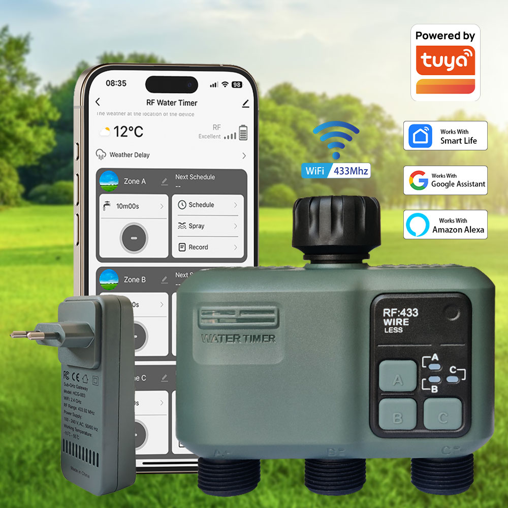 Wifi Smart Plug - Minuteur d'arrosage Tuya Wifi+RF433 à 3